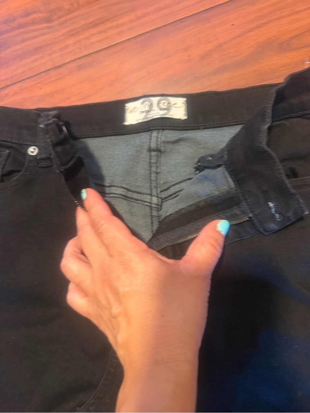 We The Free Black Denim Mini Skirt with Front Zip - Picture 2 of 8